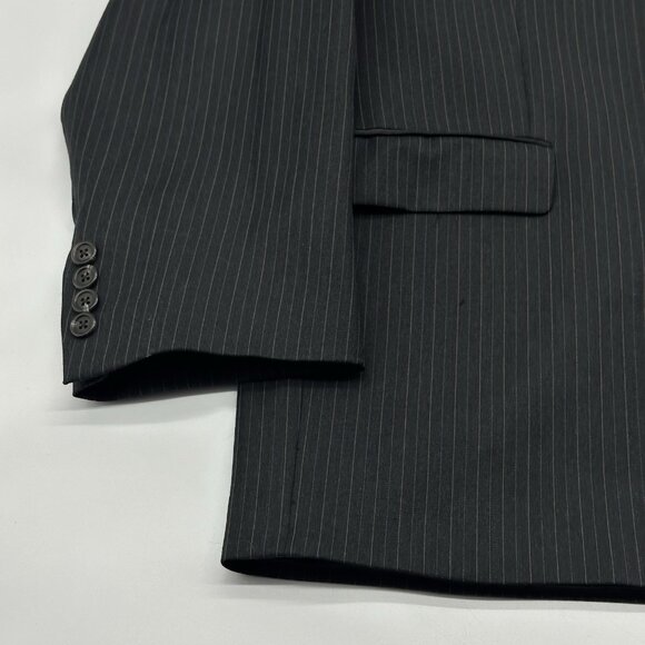 Lauren Ralph Lauren Size 46R Black Wool Pinstripe Single Breasted Suit Jacket - Picture 3 of 11